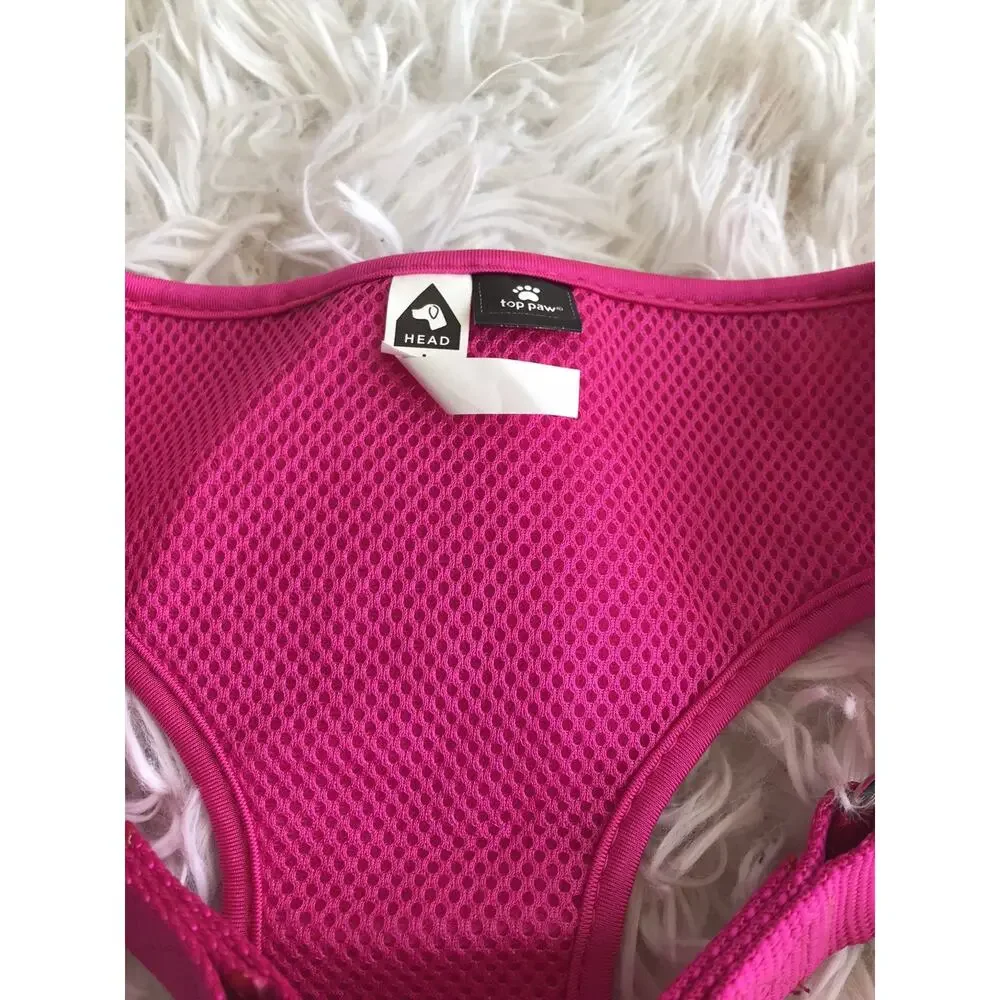 Top Paw Dog Vest Harness (L) & Leash(4') Set, Pink W/White Flowers Comfort
